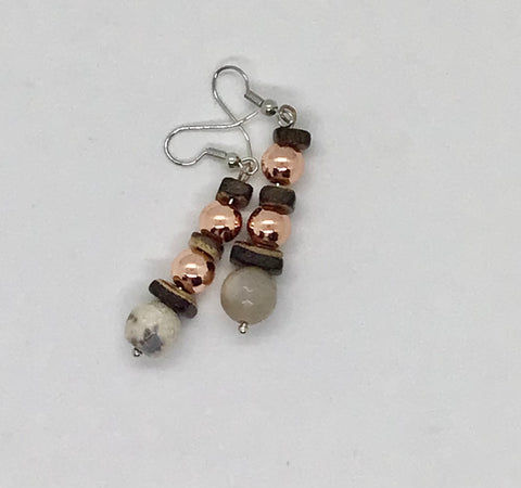 Hematite and agate earrings